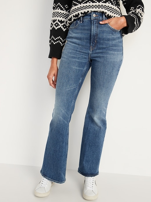 Image number 1 showing, Higher High-Rise Medium-Wash Flare Jeans for Women