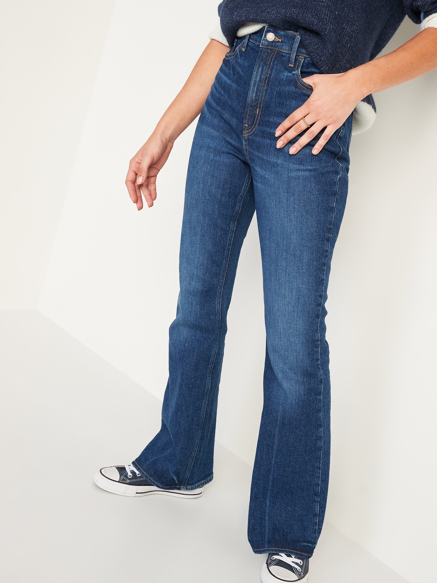 Higher High-Rise Dark-Wash Flare Jeans for Women