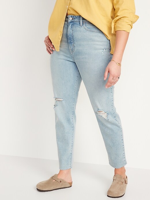 Image number 5 showing, Higher High-Waisted OG Straight Ripped Cut-Off Jeans for Women