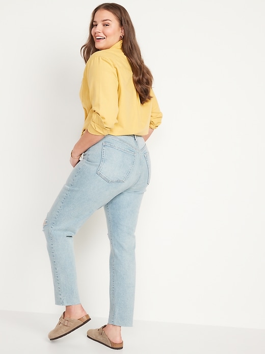 Image number 6 showing, Higher High-Waisted OG Straight Ripped Cut-Off Jeans for Women