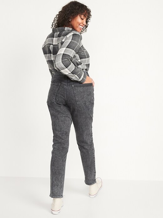 Image number 6 showing, Higher High-Waisted Button-Fly O.G. Straight Black-Wash Jeans for Women