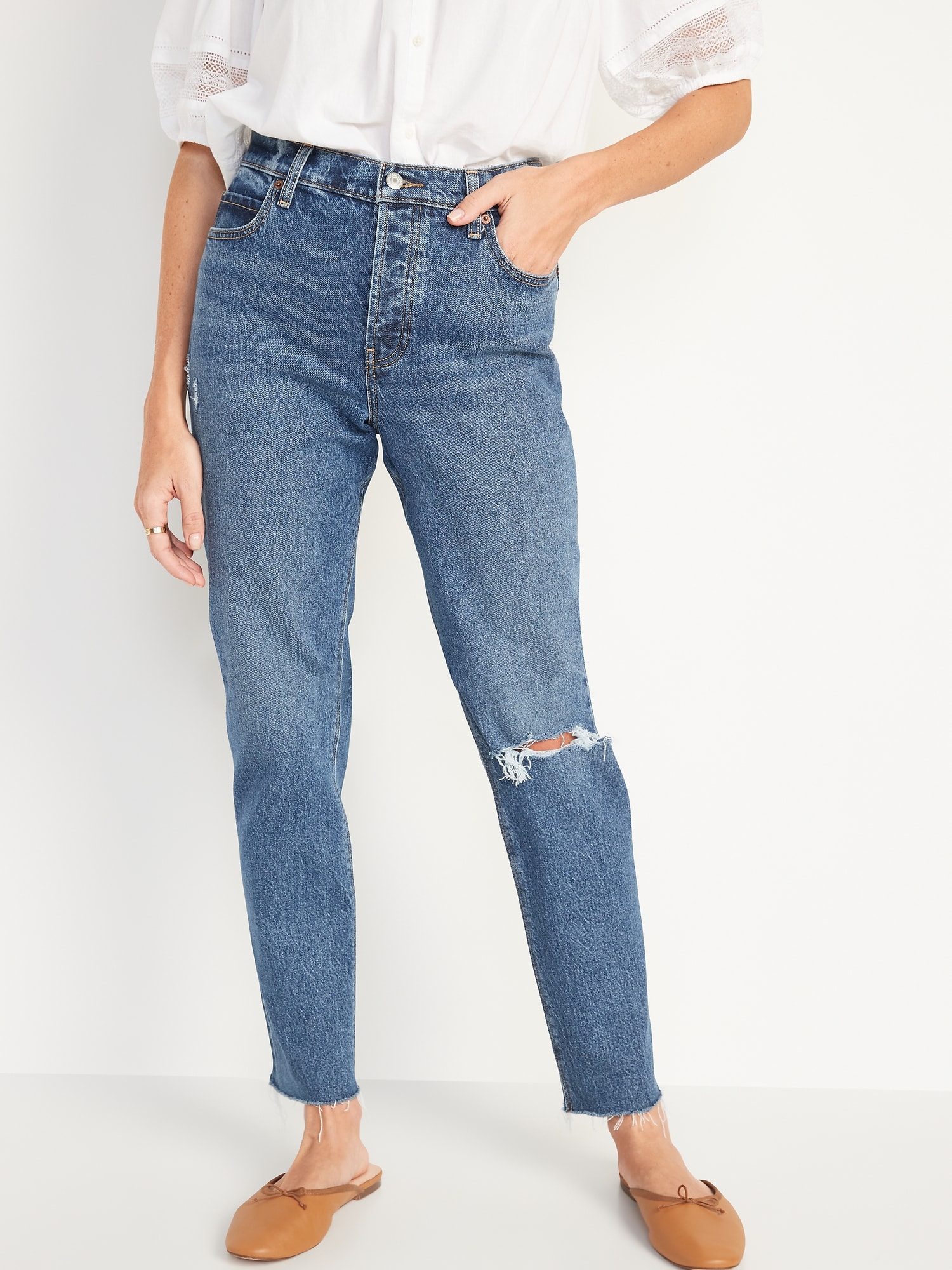High-Waisted Button-Fly Slouchy 