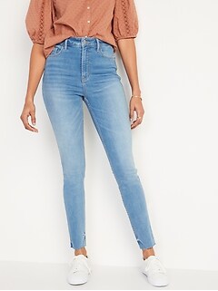 High-Waisted Rockstar 360° Stretch Super Skinny Cut-Off Jeans for Women