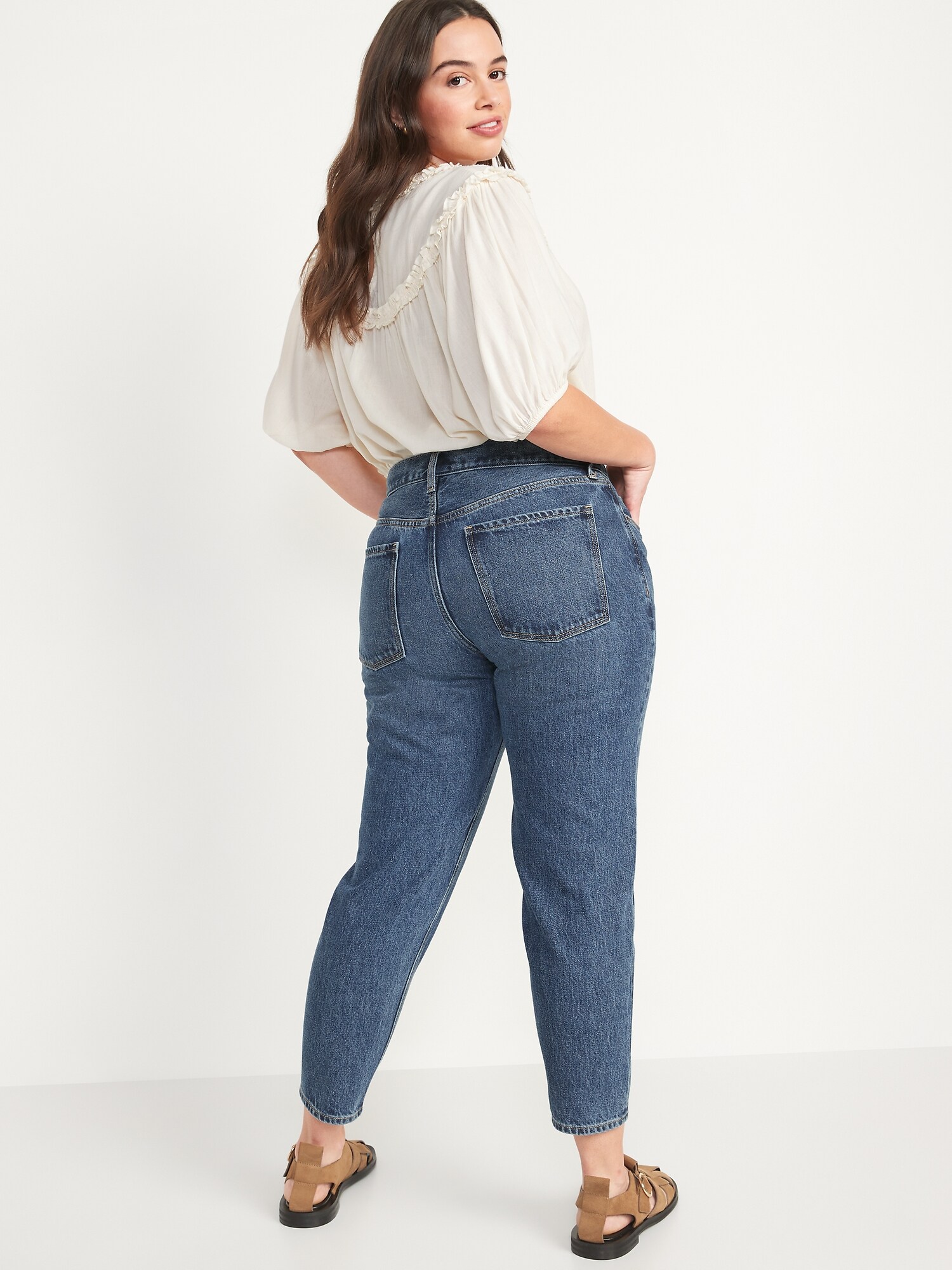 High-Waisted Slouchy Taper Ankle Jeans for Women