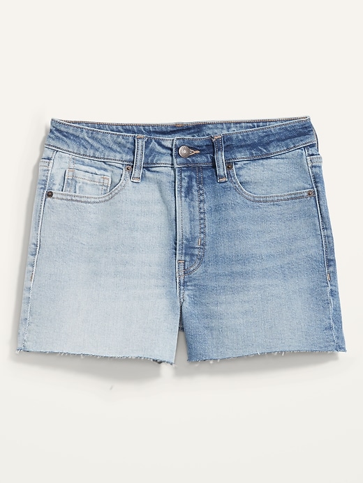 Image number 4 showing, High-Waisted O.G. Straight Two-Tone Cut-Off Jean Shorts for Women -- 3-inch inseam