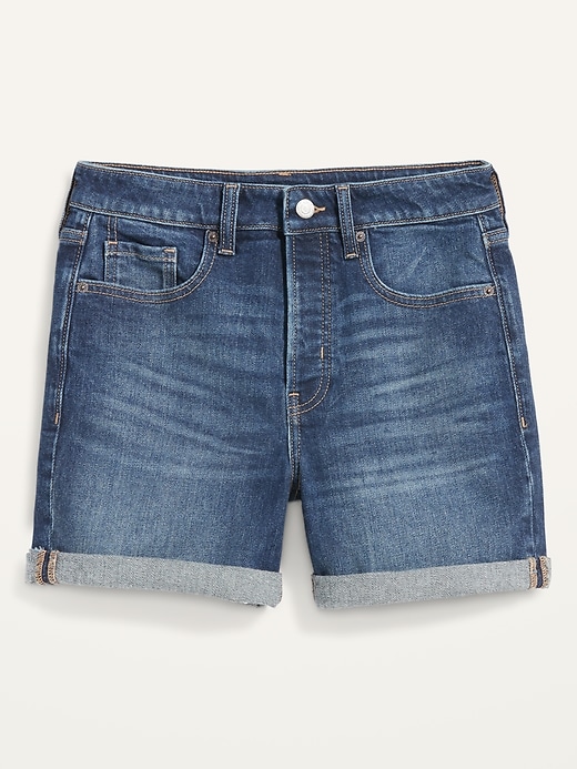 Image number 4 showing, High-Waisted Button-Fly O.G. Straight Jean Shorts -- 5-inch inseam