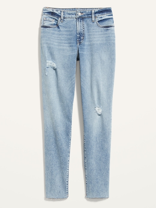 Image number 4 showing, Curvy High-Waisted OG Straight Distressed Cut-Off Jeans for Women