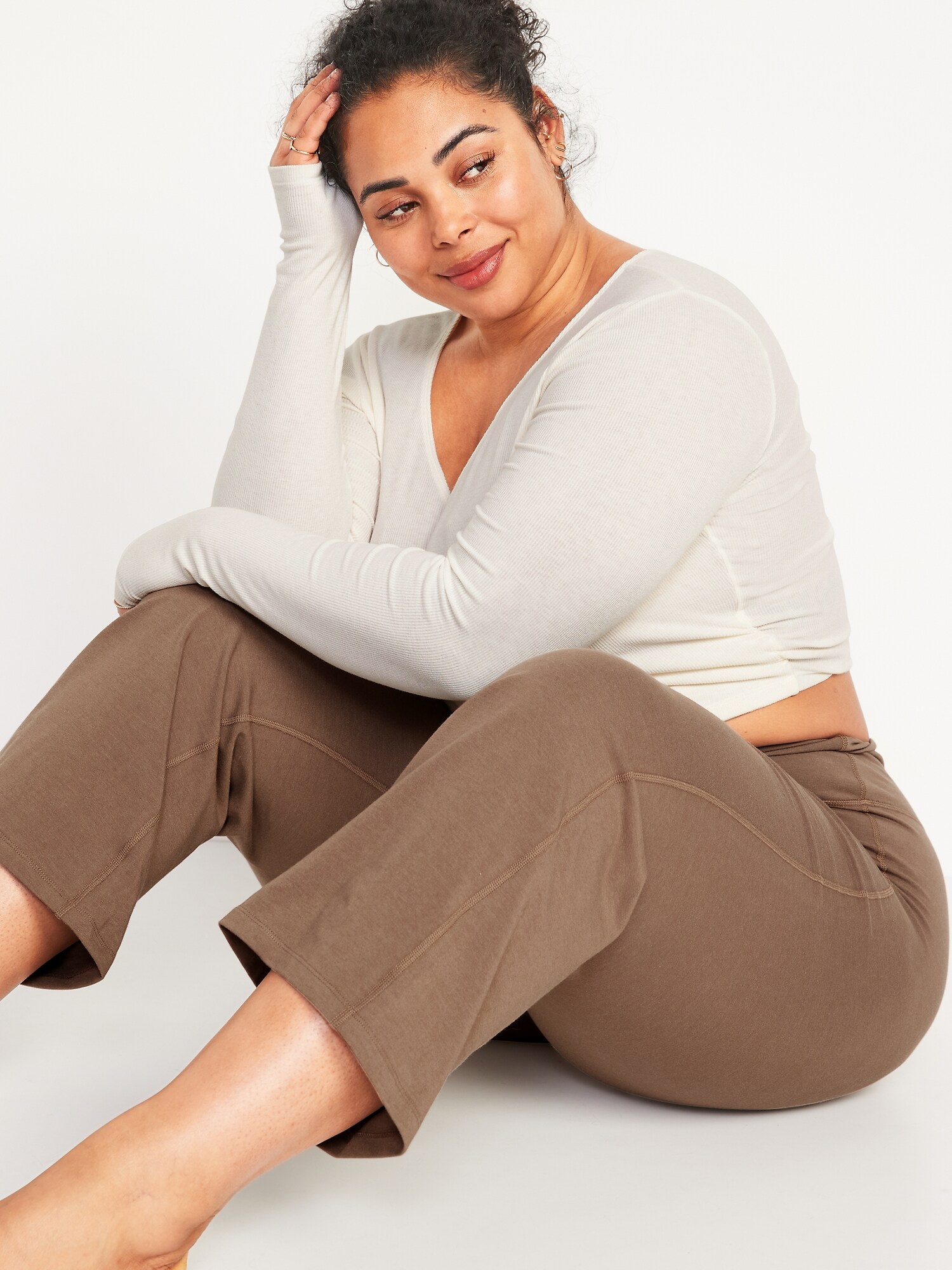 High-Waisted Plus-Size PowerChill Yoga Crops, Old Navy