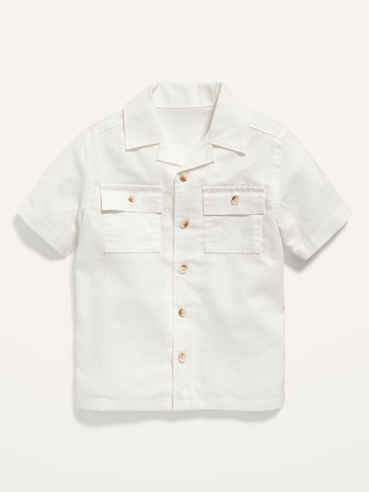 Short-Sleeve Linen-Blend Camp Shirt for Toddler Boys