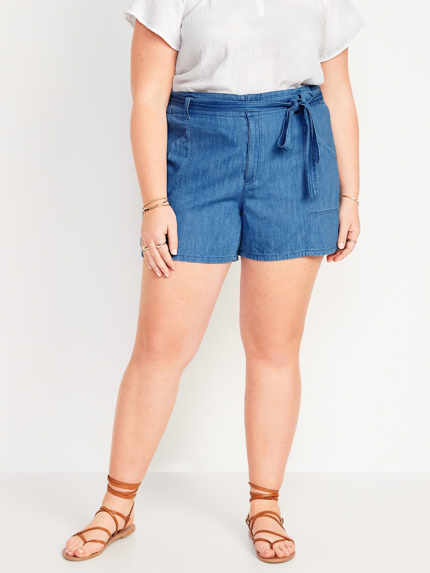 HighWaisted Chambray Workwear Shorts for Women 4.5inch inseam
