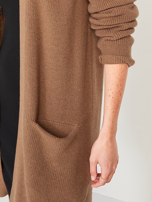 Image number 3 showing, Shaker-Stitch Long-Line Open-Front Sweater