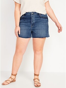 Higher High-Waisted Button-Fly Sky-Hi A-Line Cut-Off Jean Shorts for Women -- 3-inch inseam
