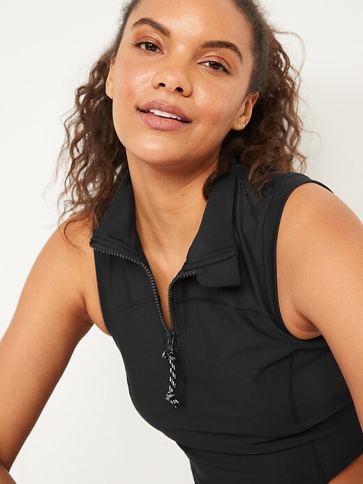 Image number 3 showing, Sleeveless PowerSoft Cropped Half-Zip Top for Women