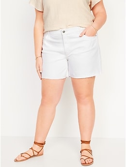 Mid-Rise White Cut-Off Jean Shorts -- 5-inch inseam