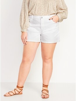 Mid-Rise Wow White Jean Shorts for Women -- 3-inch inseam