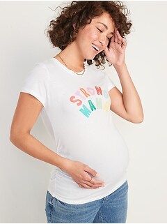 Old Navy Women's Maternity Graphic Side-Shirred T-Shirt Strong Mama Regular Size M