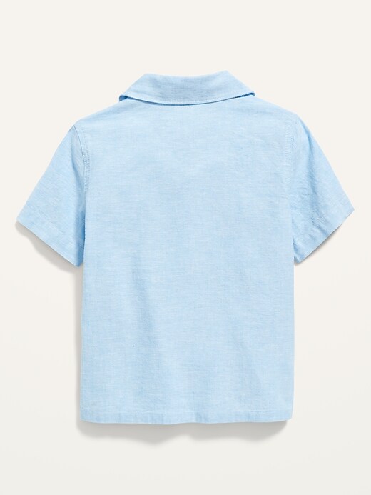 Workwear-Pocket Linen-Blend Camp Shirt for Toddler Boys