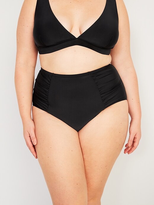 Image number 7 showing, High-Waisted Ruched Bikini Swim Bottoms