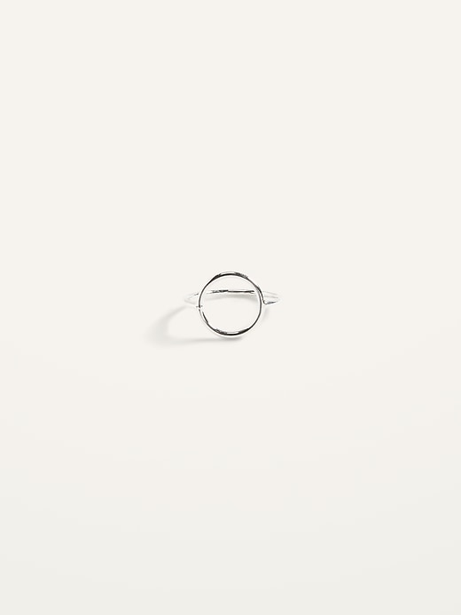 View large product image 2 of 2. Silver-Toned Circle Ring for Women