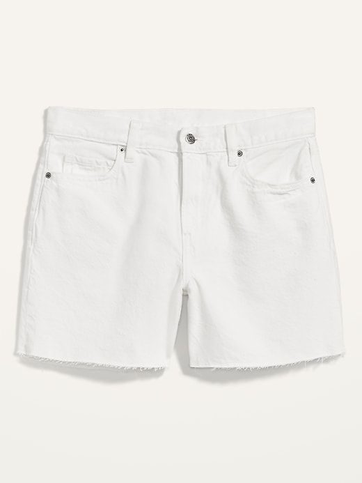 Image number 4 showing, High-Waisted Slouchy Straight White Cut-Off Non-Stretch Jean Shorts for Women -- 5-inch inseam