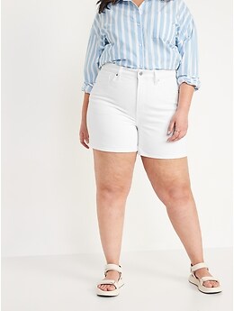 High-Waisted O.G. Straight White Cuffed Jean Shorts for Women -- 3-inch inseam