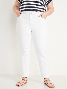High-Waisted O.G. Straight White Ankle Jeans for Women