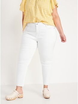 High-Waisted Rockstar Super Skinny White Cut-Off Jeans for Women