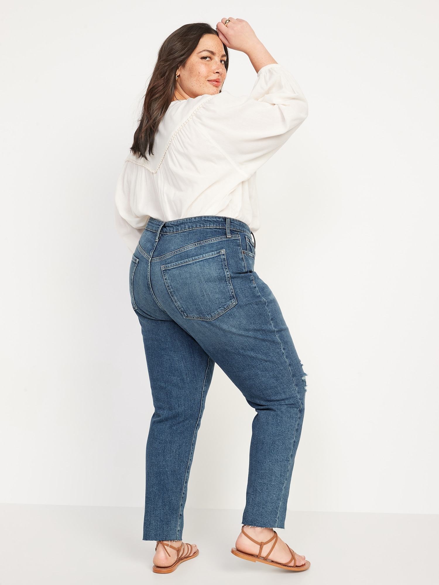 High-Waisted OG Straight Ripped Ankle Jeans for Women