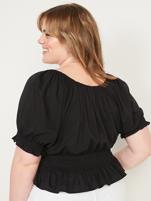 Image number 8 showing, Puff-Sleeve Smocked Poet Blouse for Women