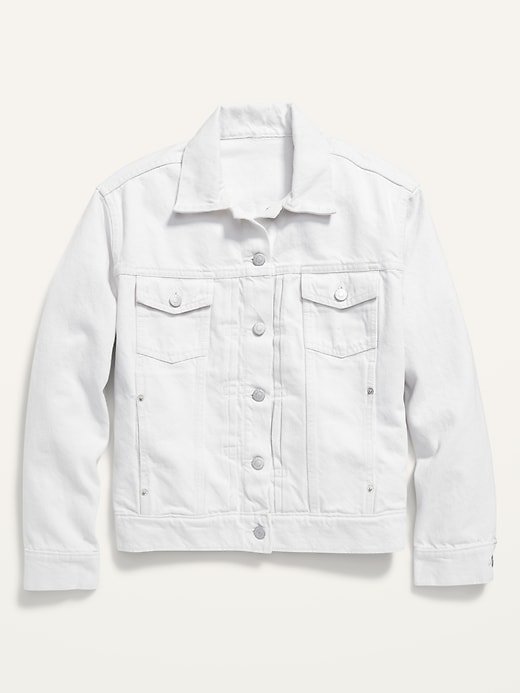 Image number 4 showing, Relaxed Classic White Non-Stretch Jean Jacket for Women