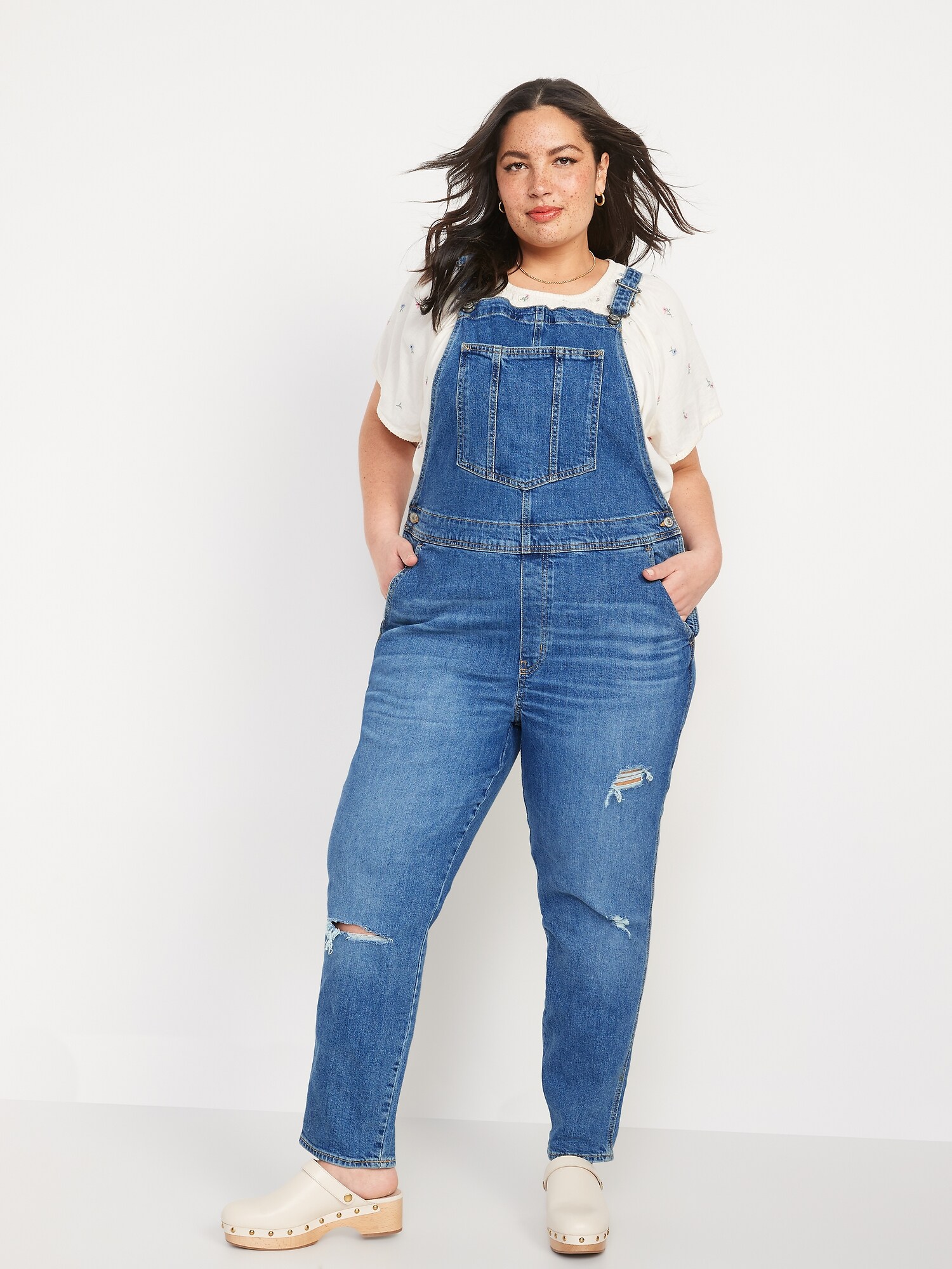 Ripped Jean Overalls for Women 