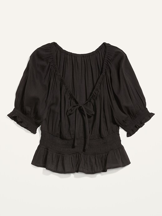 Image number 4 showing, Puff-Sleeve Smocked Poet Blouse for Women