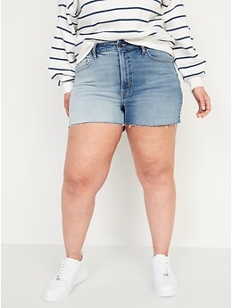 High-Waisted O.G. Straight Two-Tone Cut-Off Jean Shorts for Women -- 3-inch inseam