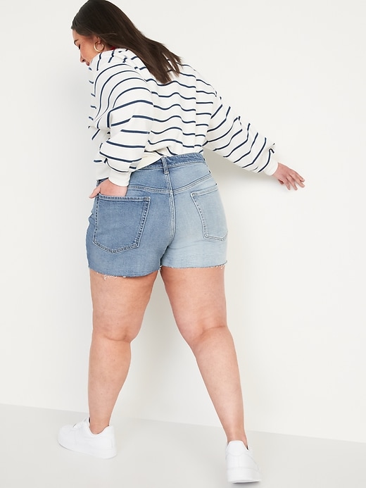 Image number 8 showing, High-Waisted O.G. Straight Two-Tone Cut-Off Jean Shorts for Women -- 3-inch inseam