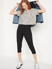 High-Waisted Rib-Knit Cropped Leggings For Women