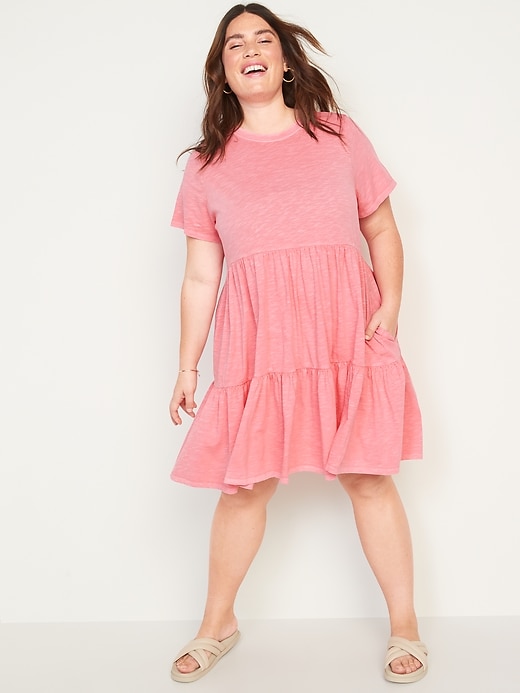 Image number 7 showing, Short-Sleeve Tiered Mini Swing Dress for Women