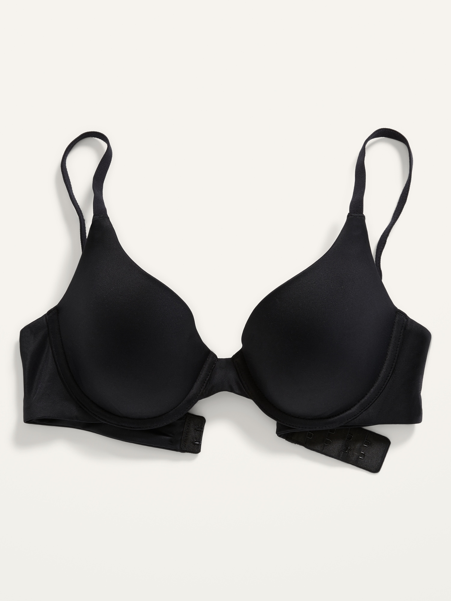 Underwear for Women Plus Size Full Coverage Microfiber Underwire Everyday  Smoothing Tshirt Bra - 42DD Black