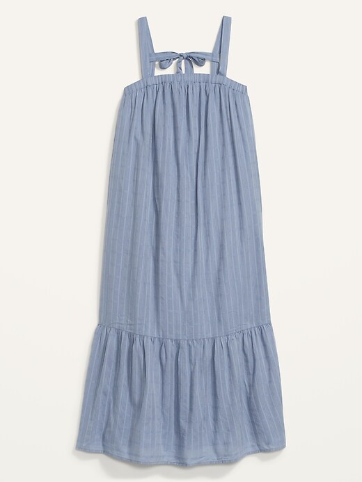 Image number 4 showing, Sleeveless Tiered Windowpane Tie-Back Midi Swing Dress for Women