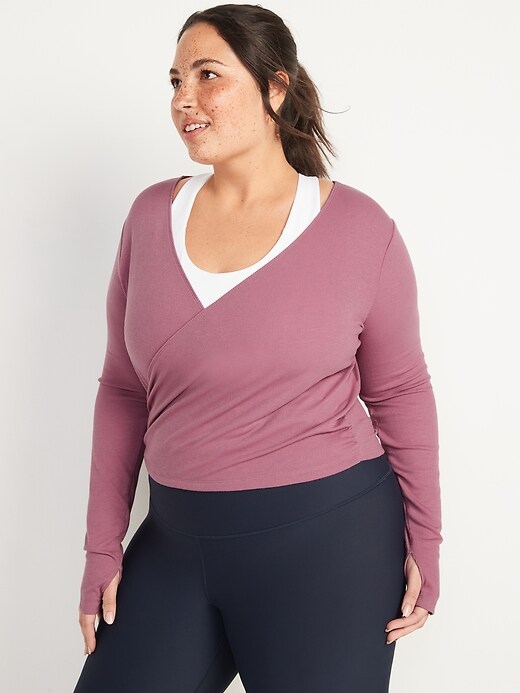Image number 7 showing, Reversible Long-Sleeve UltraLite Wrap-Effect Back Top for Women