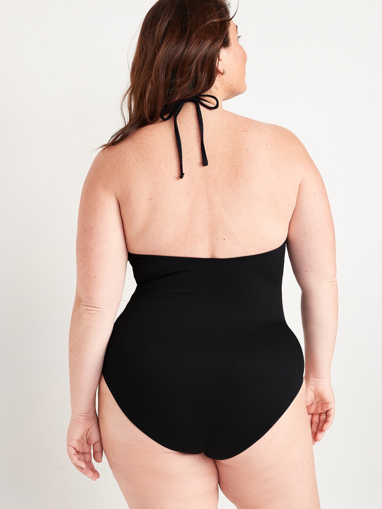 Rib-Knit One-Piece Halterneck Swimsuit for Women | Old Navy