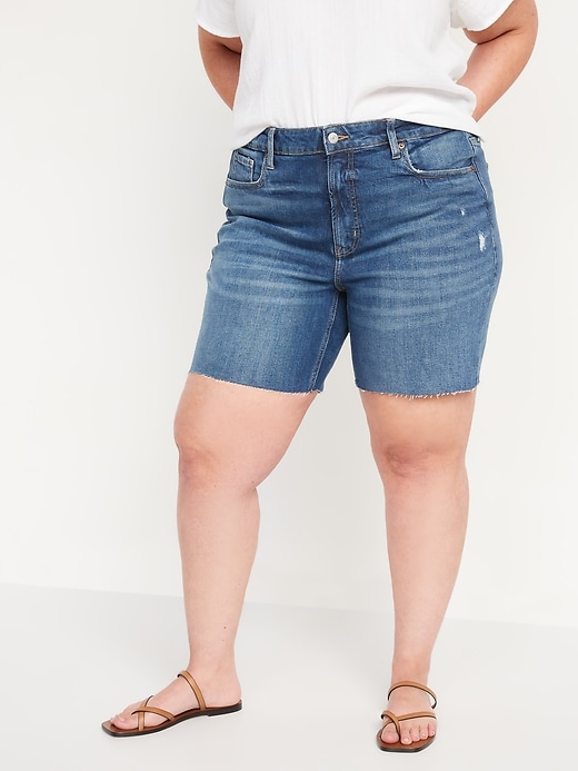 Image number 7 showing, High-Waisted OG Straight Cut-Off Jean Shorts For Women -- 7-inch inseam