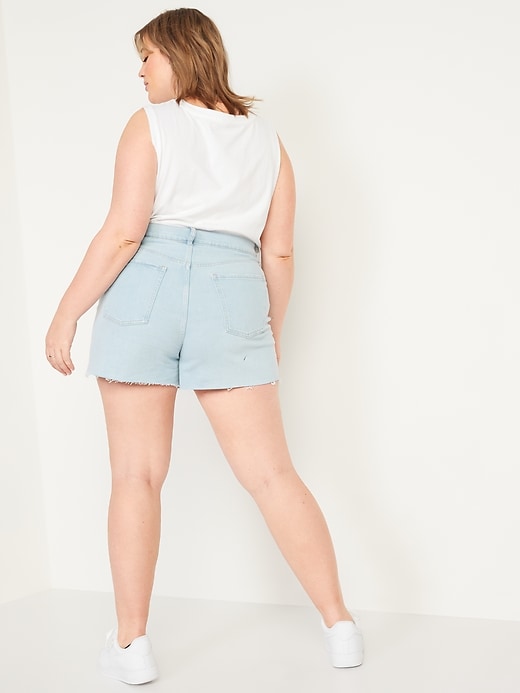 Image number 8 showing, Higher High-Waisted Button-Fly Sky-Hi A-Line Cut-Off Jean Shorts for Women -- 3-inch inseam