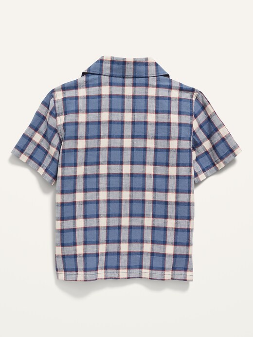 Short-Sleeve Linen-Blend Workwear Pocket Shirt for Toddler Boys