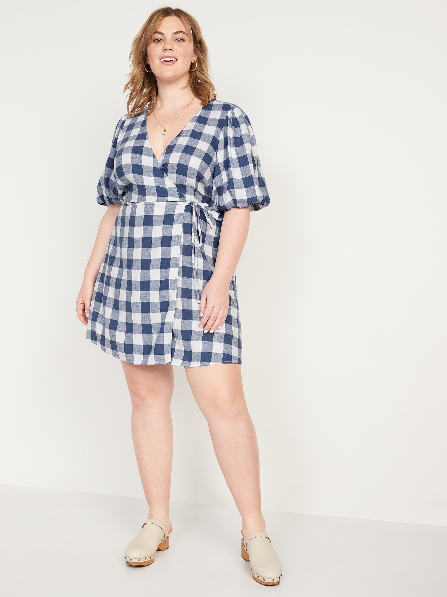 Plus size sale blue gingham dress