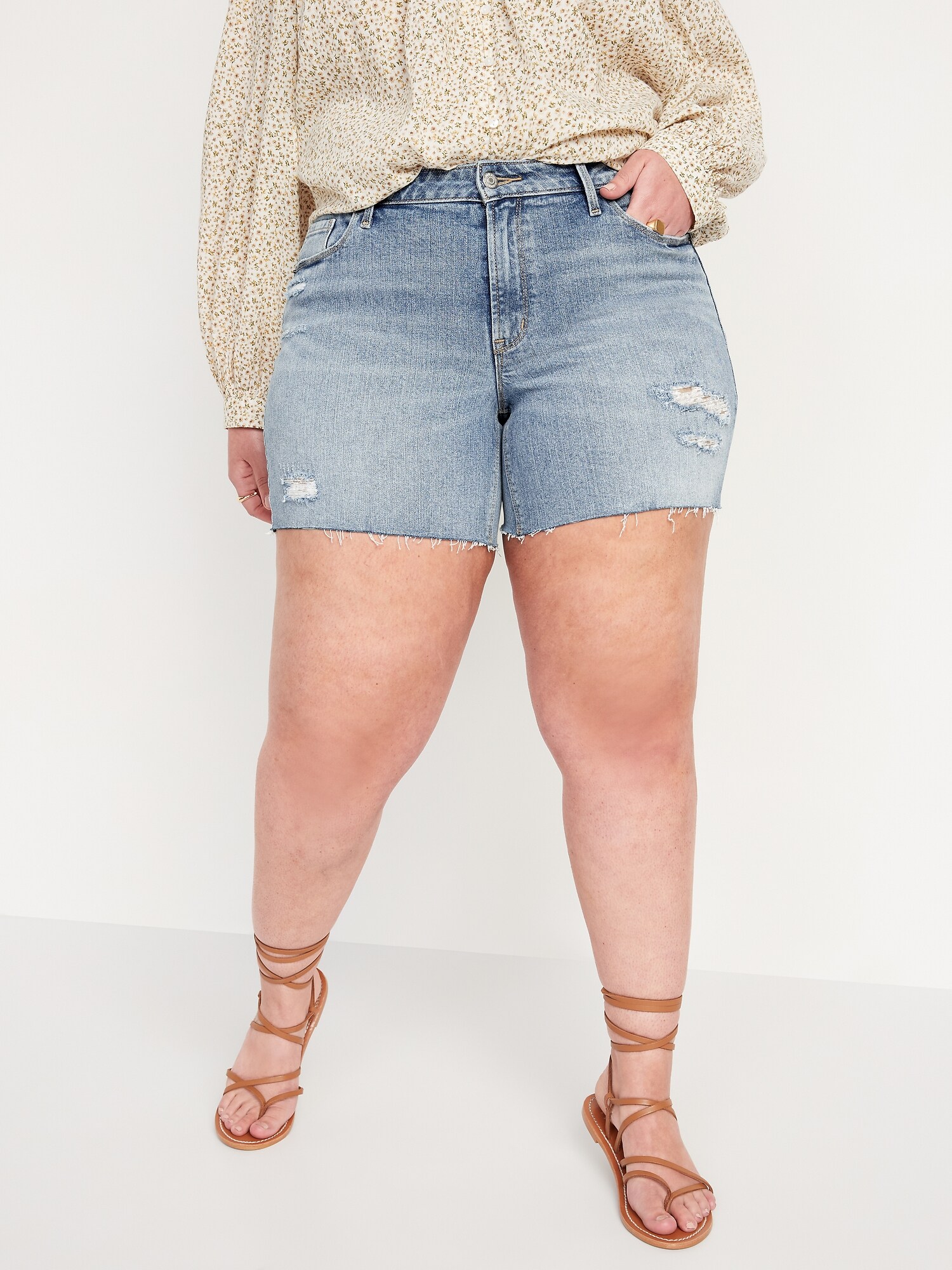 Mid-Rise Cut-Off Jean Shorts for Women 