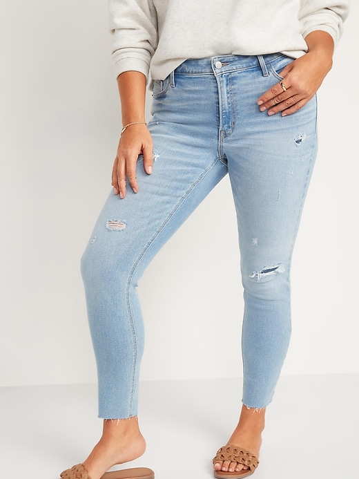 Image number 5 showing, Mid-Rise Rockstar Super-Skinny Ripped Ankle Jeans for Women