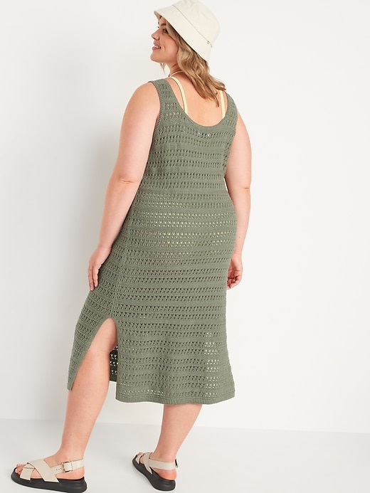 Navy crochet cap sleeve hotsell midi dress