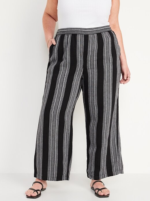 Image number 7 showing, High-Waisted Striped Linen-Blend Wide-Leg Pants for Women