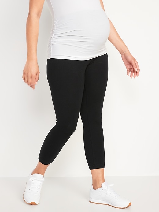 Image number 2 showing, Maternity 2-Pack Full-Panel Cropped Jersey Leggings