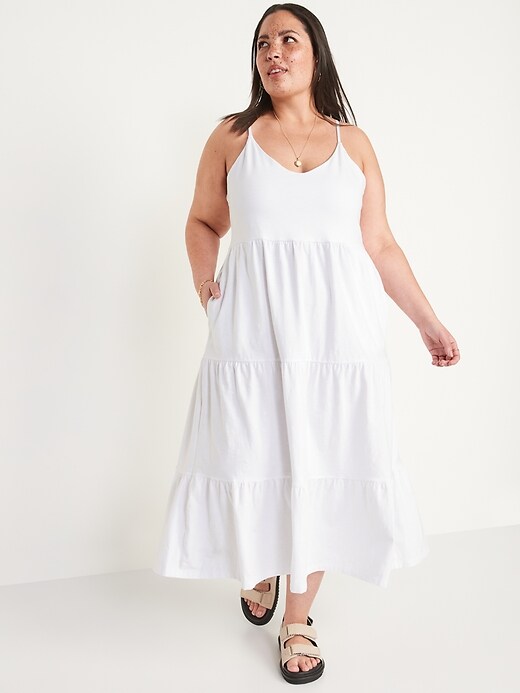 Image number 7 showing, Tiered Slub-Knit Midi Cami Swing Dress for Women